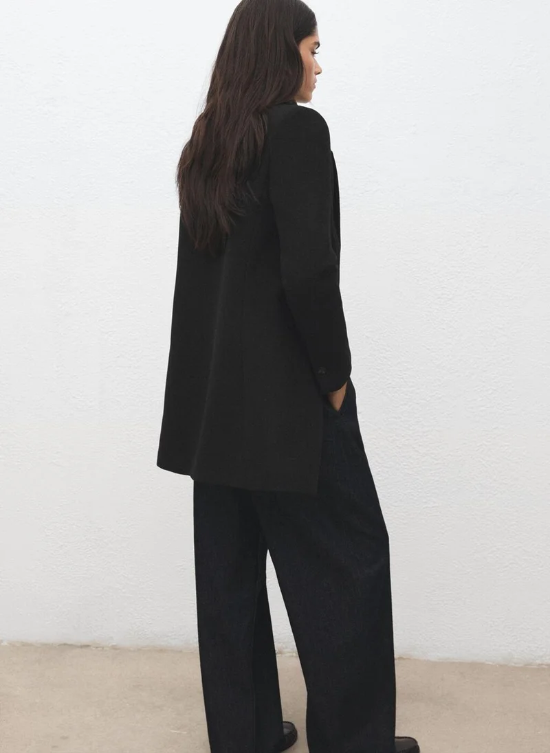 مانجو Double-breasted wool blend coat